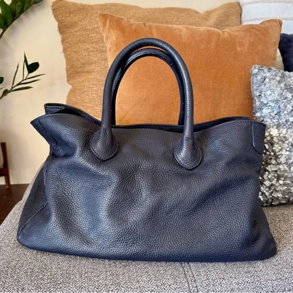 Mark & Graham- Navy Elizabetta Pebbled Leather Tote - Picture 1 of 8